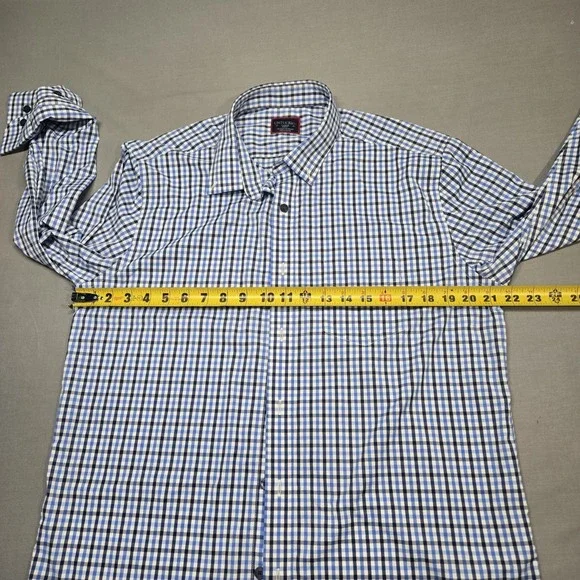 Blue White Gingham UNTUCKit Long Sleeve Button Down Shirt Mens Large Slim Fit - Picture 8 of 10